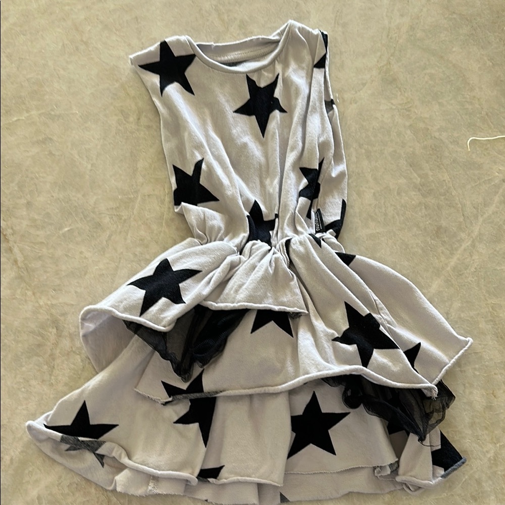 Nununu Black and White Asymmetrical Ruffled Sundress